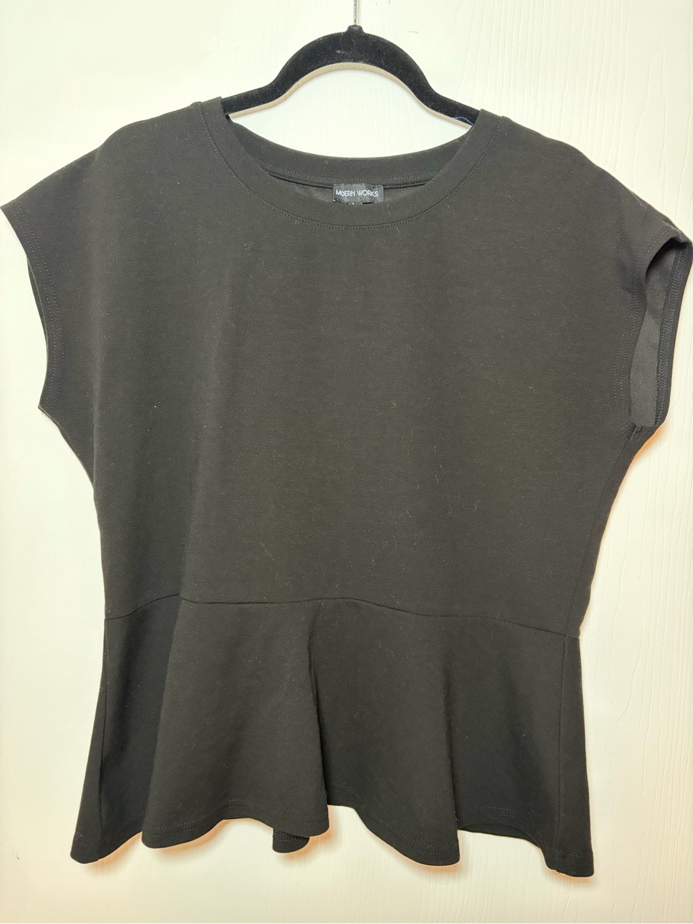 Modern Works Black Cropped Peplum Tee